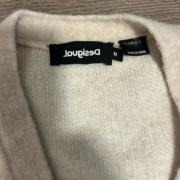 Desigual Beige Cardigan with White and Embroidered Polka Dots - Picture 7 of 10